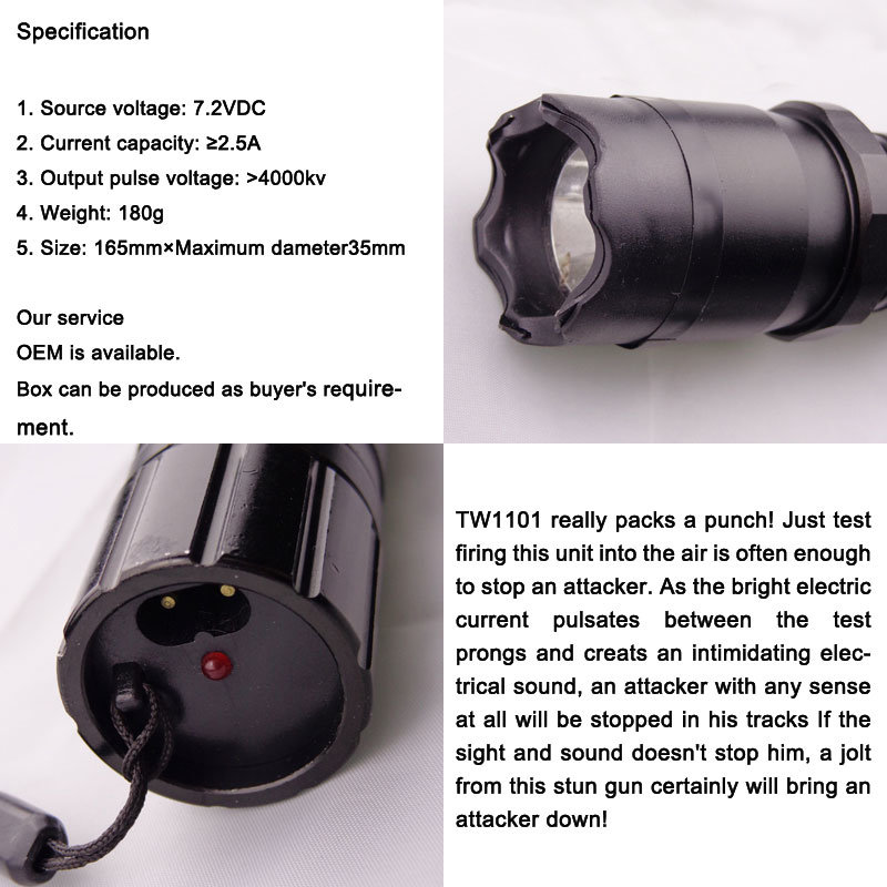 Classical 1101 Rechargeable Flashlight Stun Gun