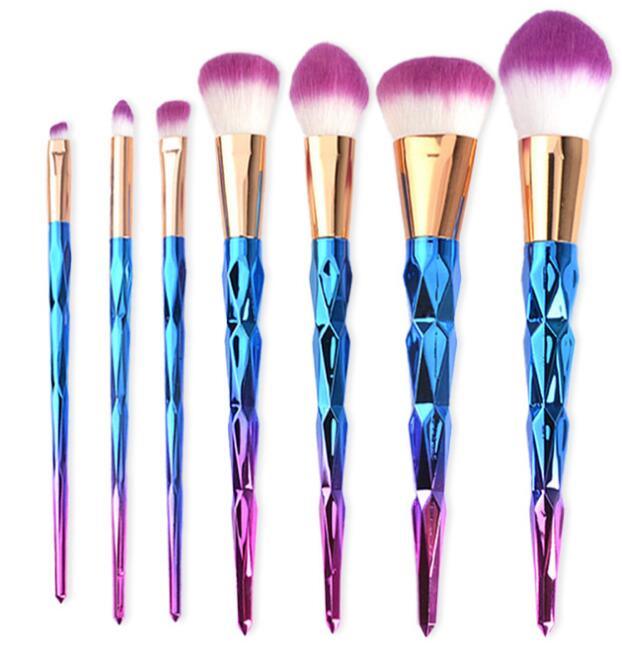 Bestselling Makeup Brush Set 3D Colorful Mermaid Unicorn Screw Diamonds Gourd Professional Brushes Foundation Blush Cosmetic Brush Set Gold Brush Roll