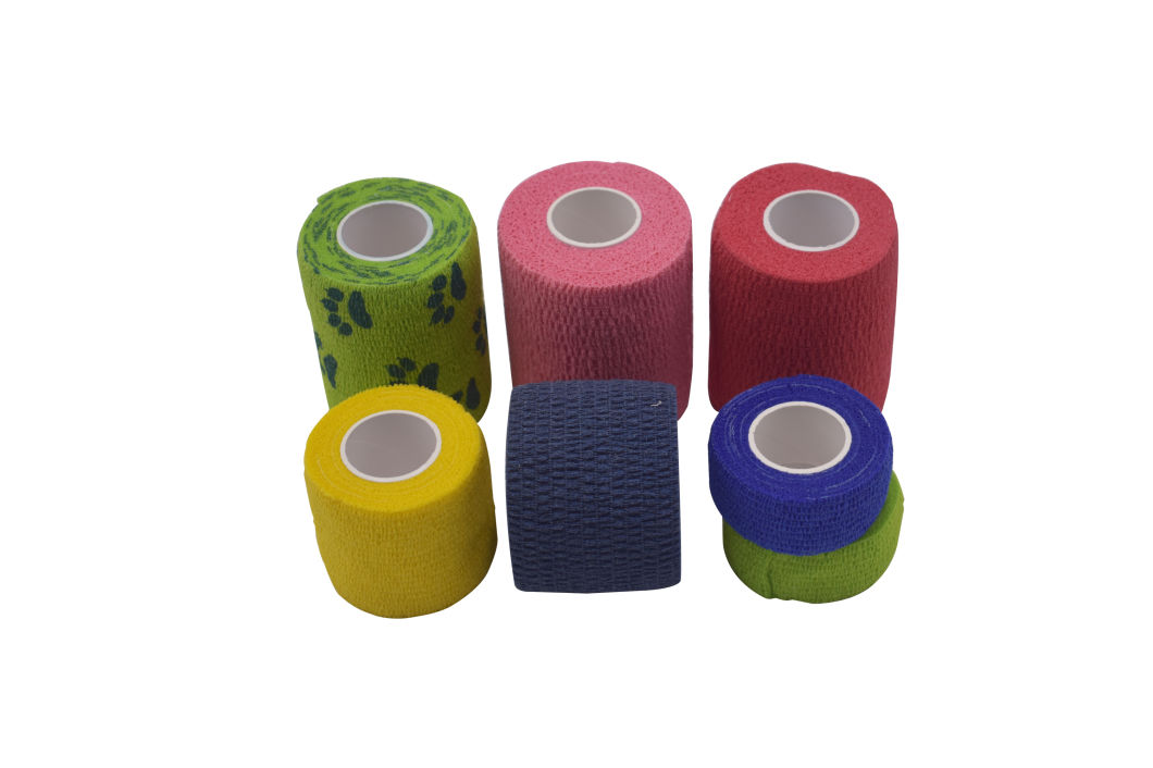 Ce Nonwoven Porous Adhesive Colored Crepe Elastic Cohesive Bandage