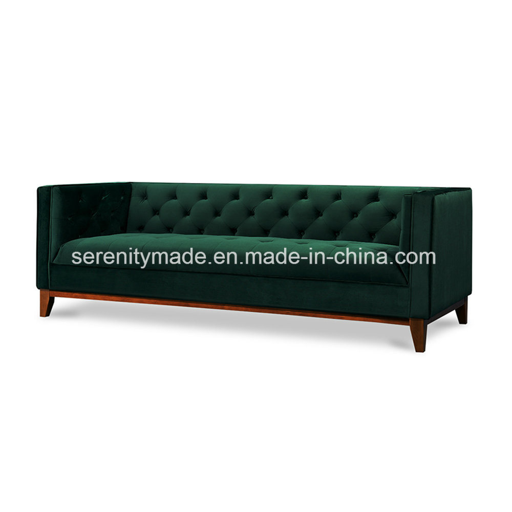 European Style Luxury Living Room Furniture 3 Seater Green Velvet Sofa