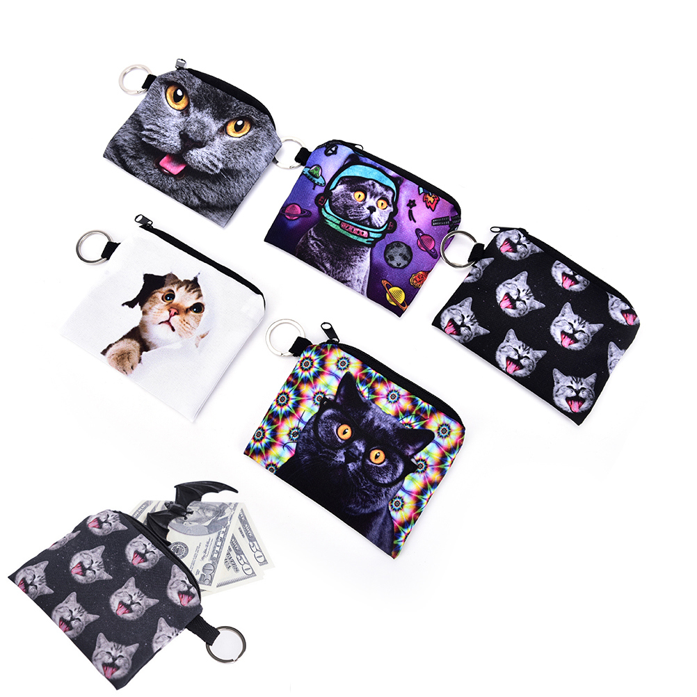 New PU Leather Cat Coin Purse Cute Kids Cartoon Wallet Kawaii Bag Coin Pouch Children Purse Holder Women Coin Wallet