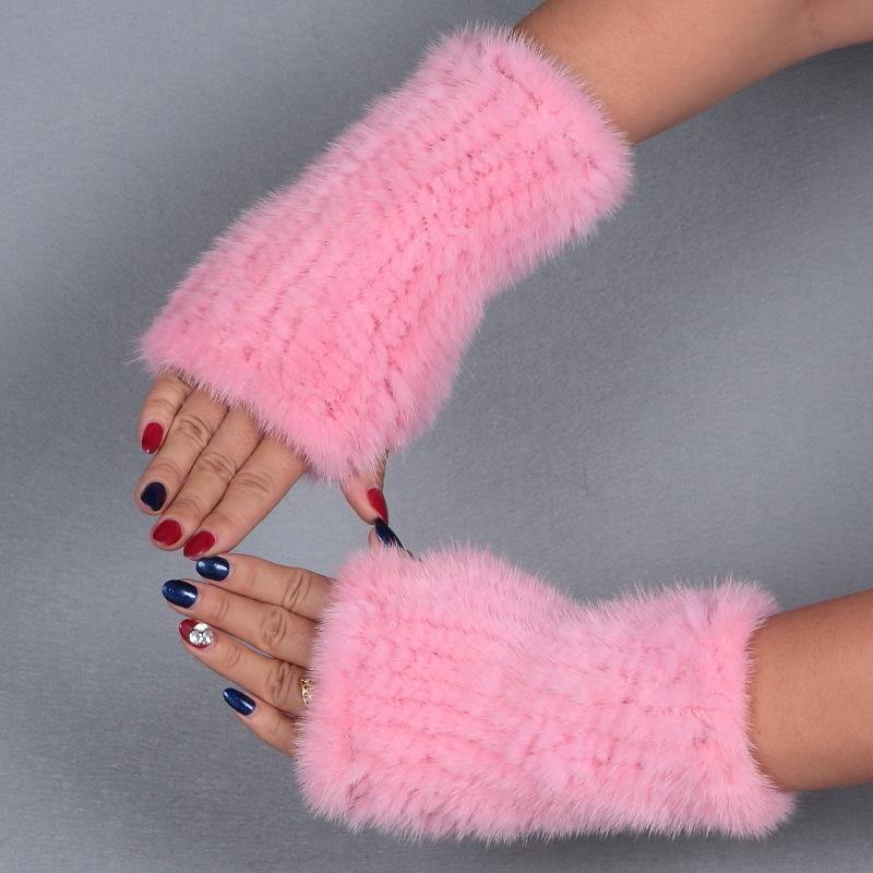 New Fashion Knitted Mink Fur Mitten Warm Hands Glove Winter Fur Gloves