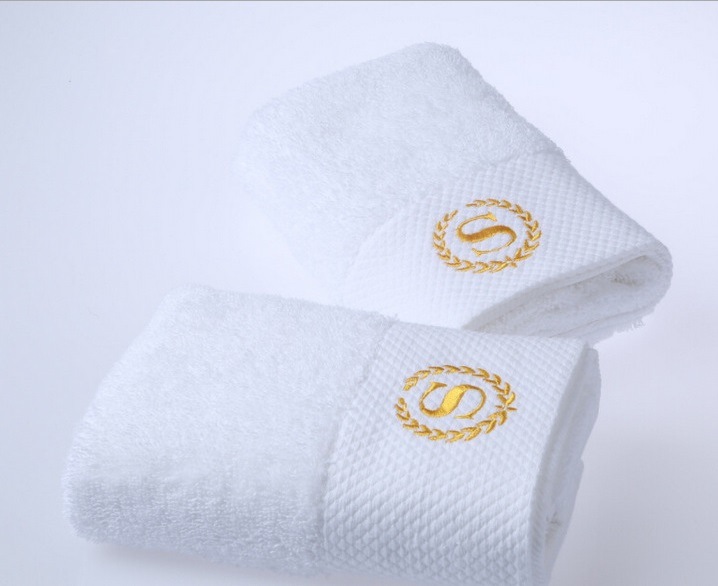 100% Cotton Hotel Embroidered Hand Towel Hotel White Bath Towels