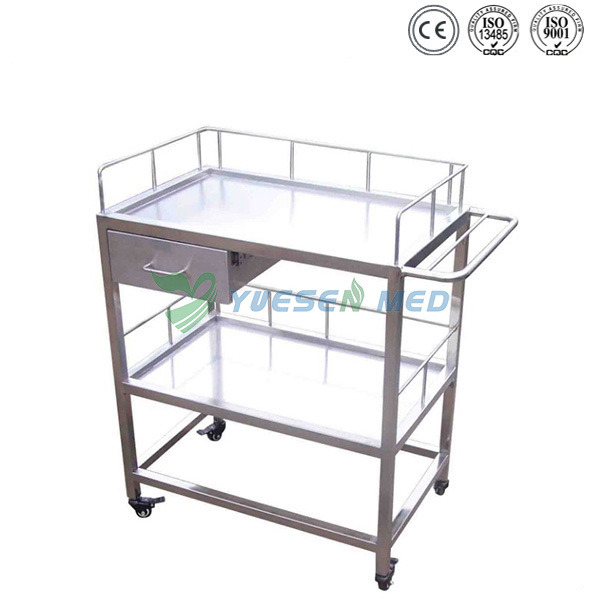 Ysvet700 Mobile Trolley Double Layer Animal Surgical Instrument Operation Table