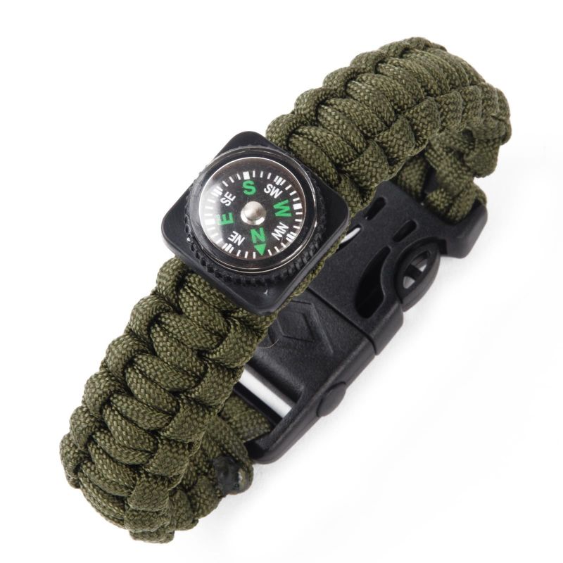 Outdoor Compass Whistle Paracord with Fire Starter Survival Bracelet