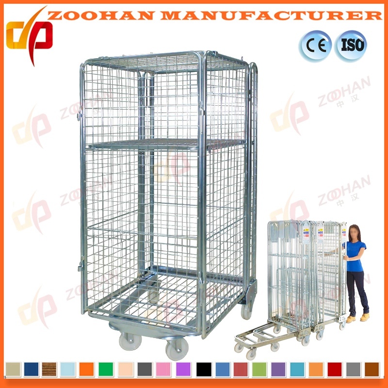 Full Sided Galvanized Security Wire Nestable Roll Cage Container (Zhra51)