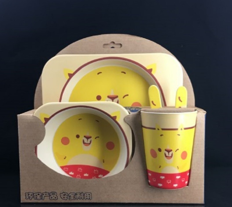 Promotional Gifts Cartoon Design Dinnerware Bamboo Fiber Kids Dinnerware Set