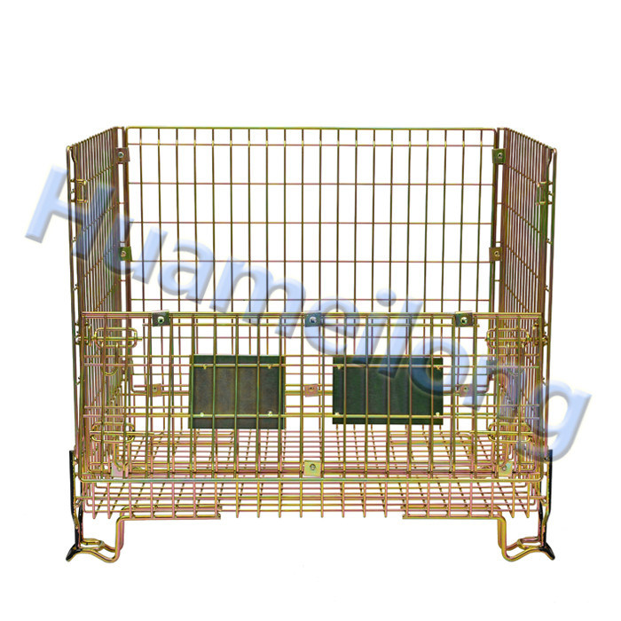 Industrial Huameilong Foldable Hot Sale Warehouse Metal Wire Mesh Crate