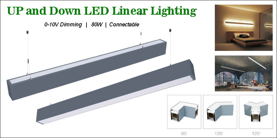 Suspended Dimmable up & Down LED Linear Light with X Connector