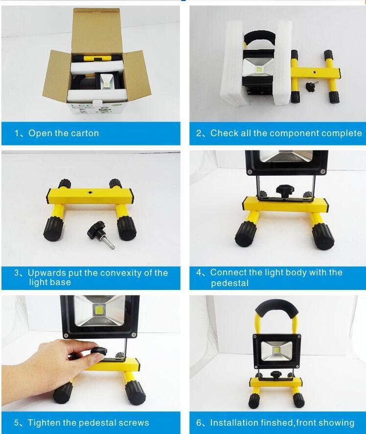 Long Working Time 10W LED Rechargeable Portable Flood Light