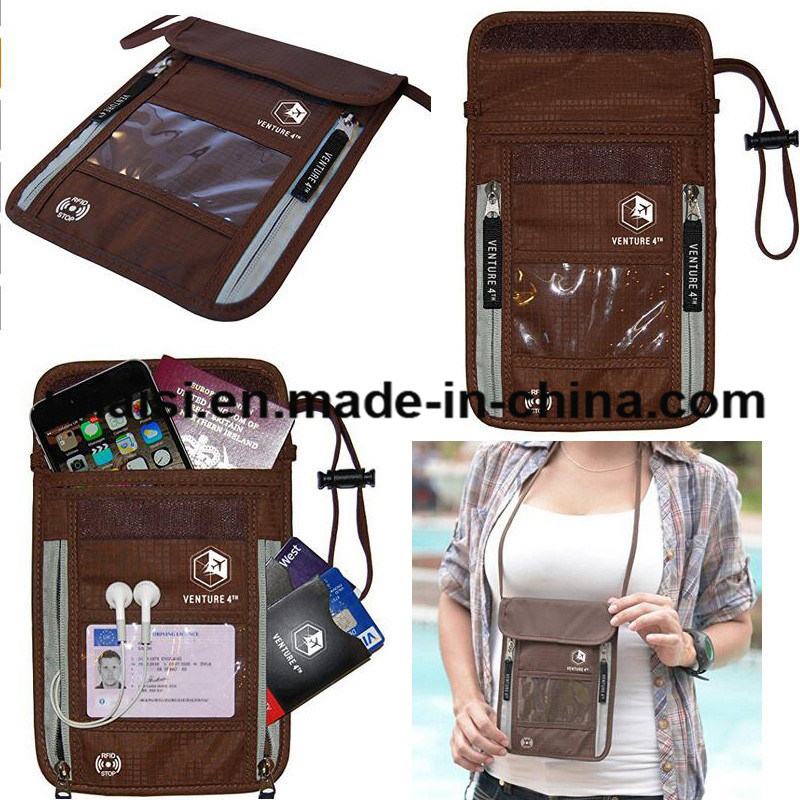 Theft Protection Hidden RFID Passport Holder Neck Travel Wallet