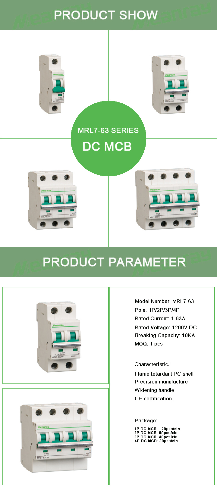 Solar MCB Solar Circuit Breaker Solar Switch Solar Photovoltaic 1200V Switch