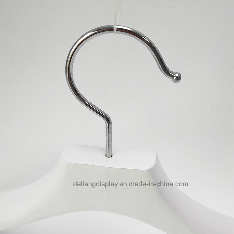 Hot Selling Coat Hanger, Glossy White Color, with Metal Hook