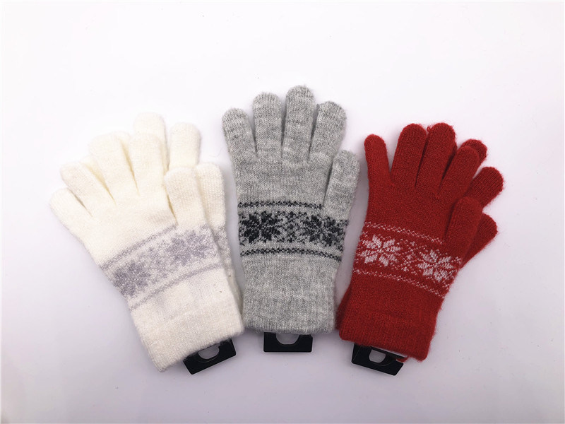Wholesale OEM Acrylic Lady Knitting Full Finger Touch Screen Jacqurd High Quality Glove