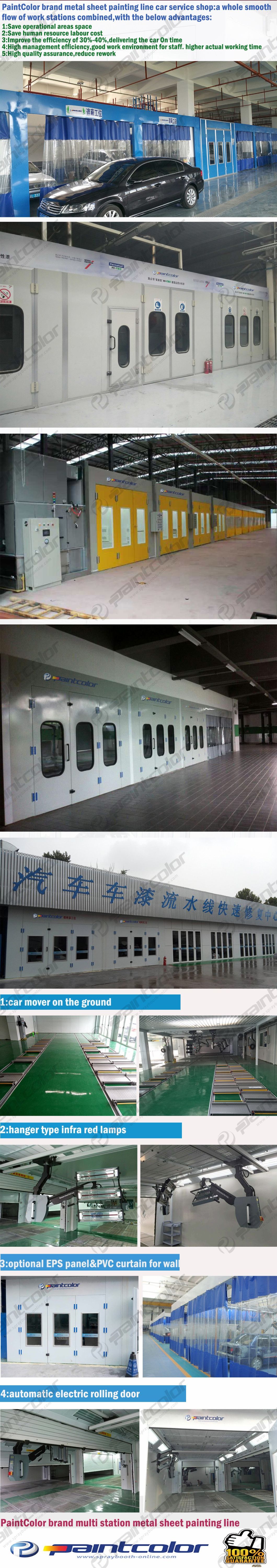 Multi Station Metal Sheet Painting Line Paint Booth Prep Station for Car Service Shop Paintcolor Brand