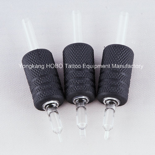 Newest Silicone Rubber Disposable Black Tattoo Grips with Clear Tips