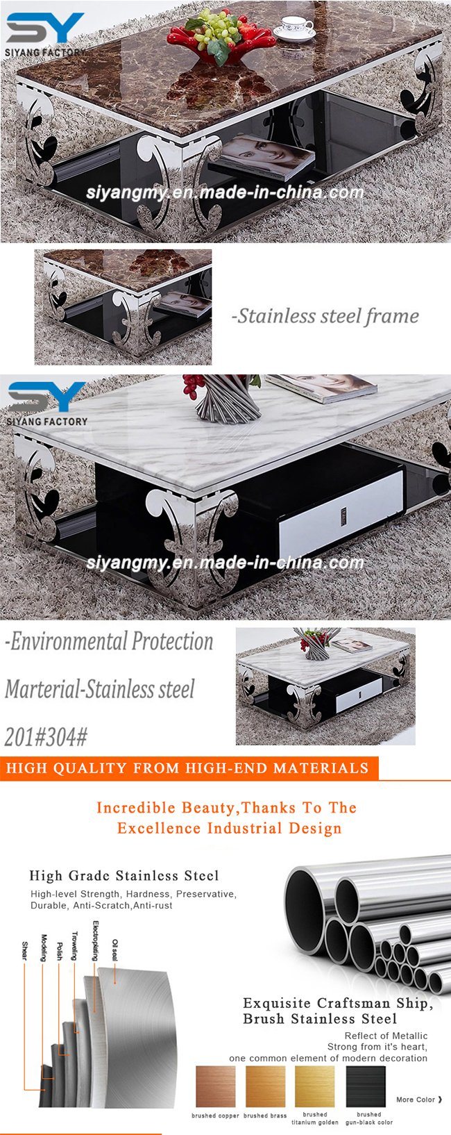 Furniture Tempered Glass Coffee Table Modern Side Table Tea Table