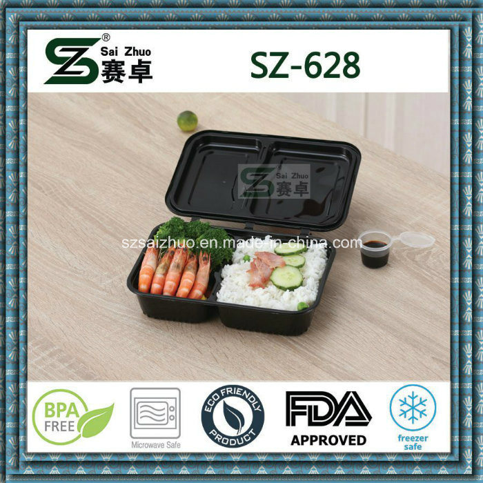 Black Microwavable Disposable Food Container with Hinged Lid