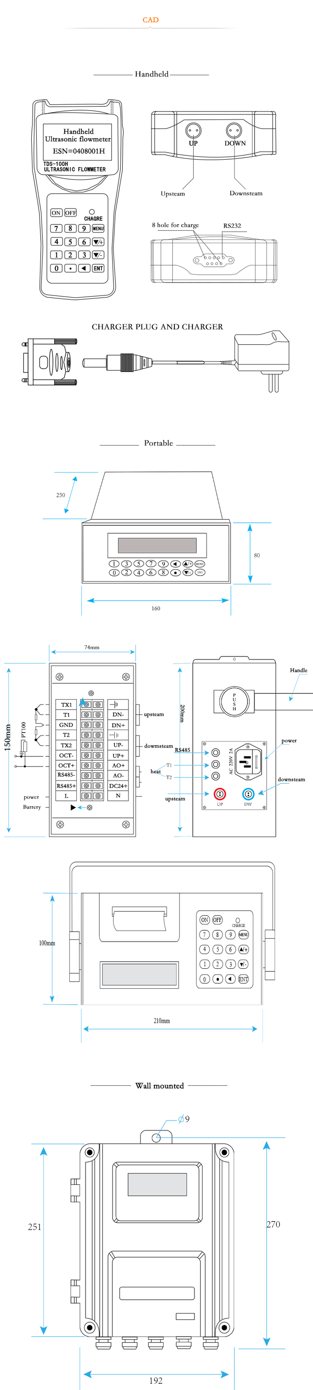 Ultrasonic Flow Meter Handheld Water Flow Meter