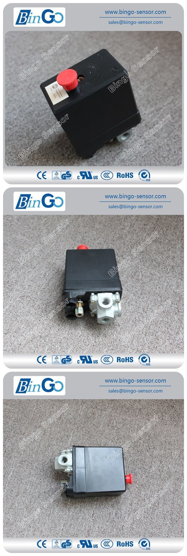 AC High Air Compressor Pressure Switch with 3 Phase
