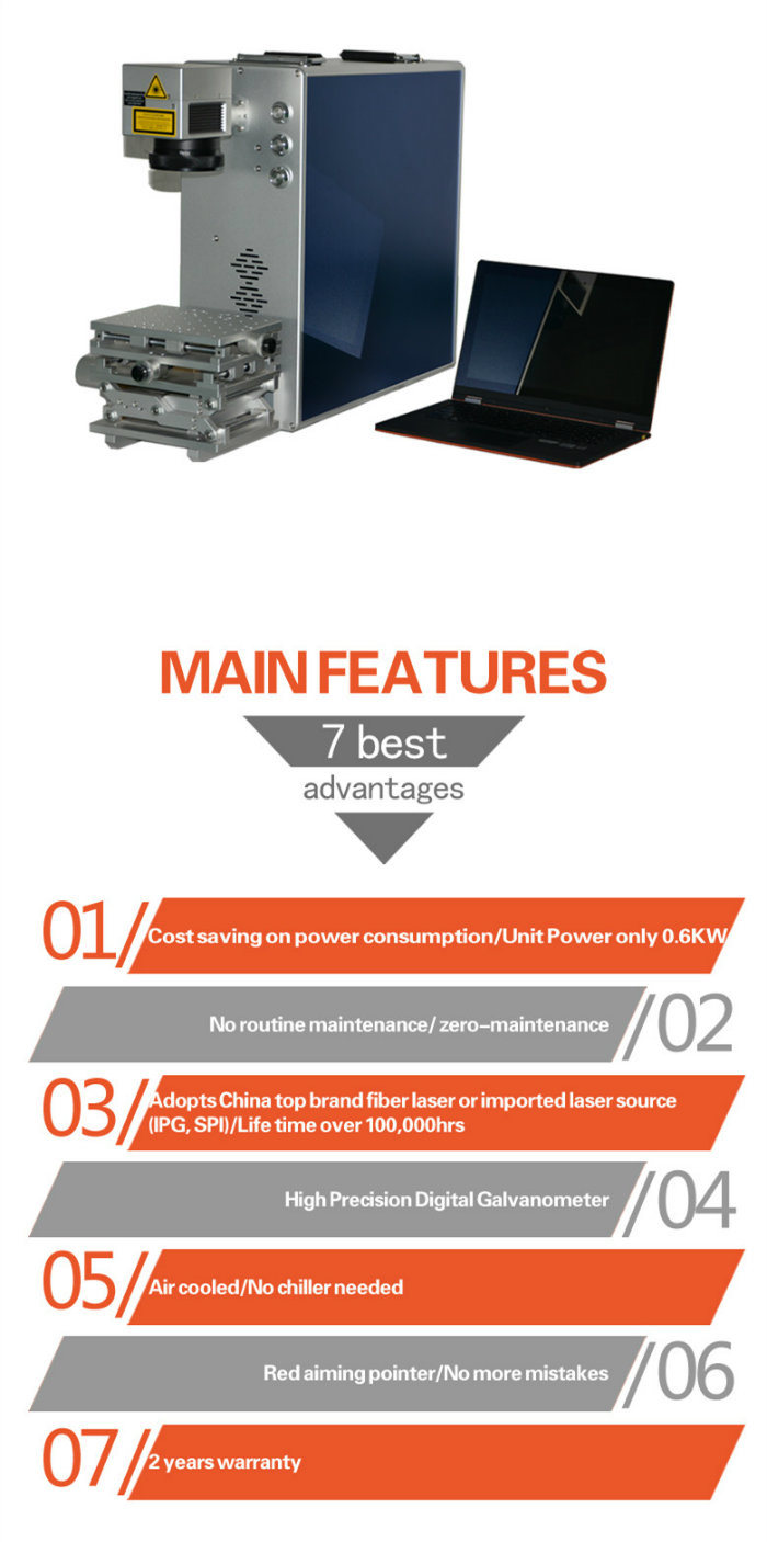 10W 20W Metal Ipg Fiber Laser Marking Machine for Ring, Plastis, PVC, Metal and Non-Metal