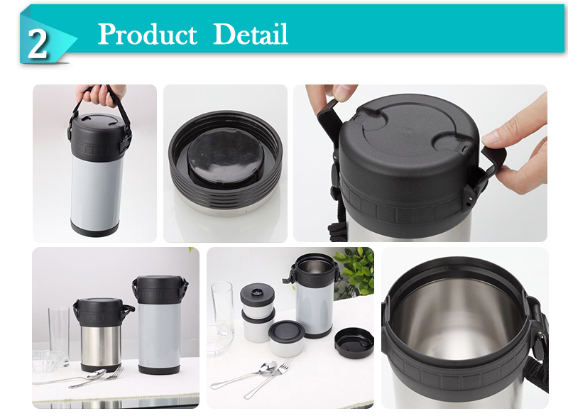 Outdoor Picnic Necessary Stainless Steel Thermos Hot Food Wamer Container with 3 Lunch Box (CSUA)
