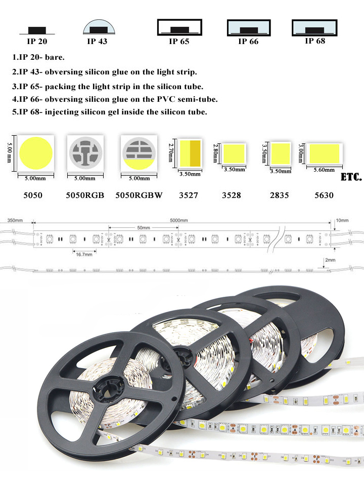 SMD 2835 LED 60 LEDs 12W Per Metre Flexible LED Strip Light