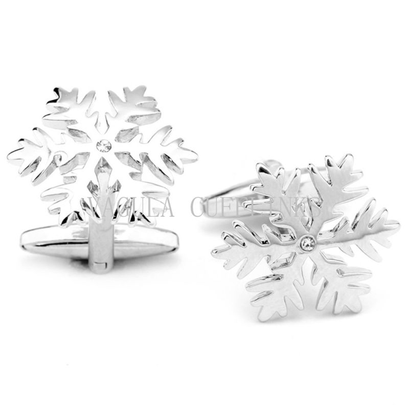 VAGULA Silver Plated Funny Snowflake Men's Cuff Link 701