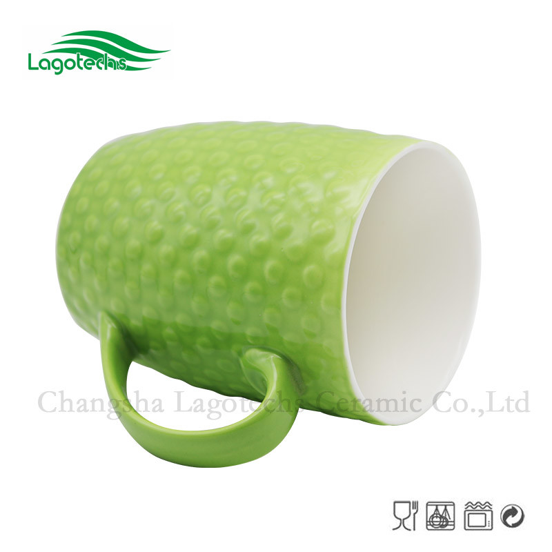 Green Embossed Drum Shape Coffee Mug Eco- Friendly