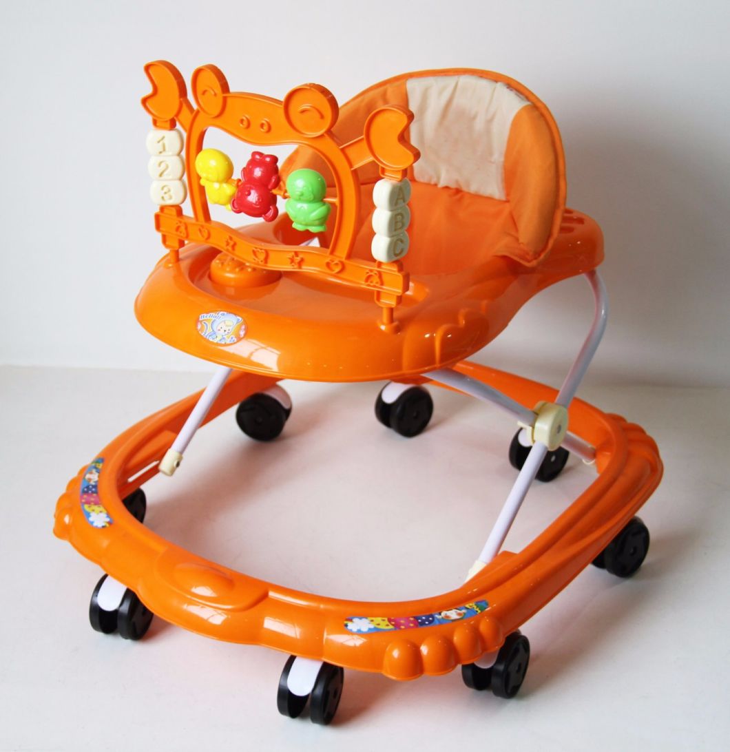 Cheap Orange Baby Walker with Silicon Wheels