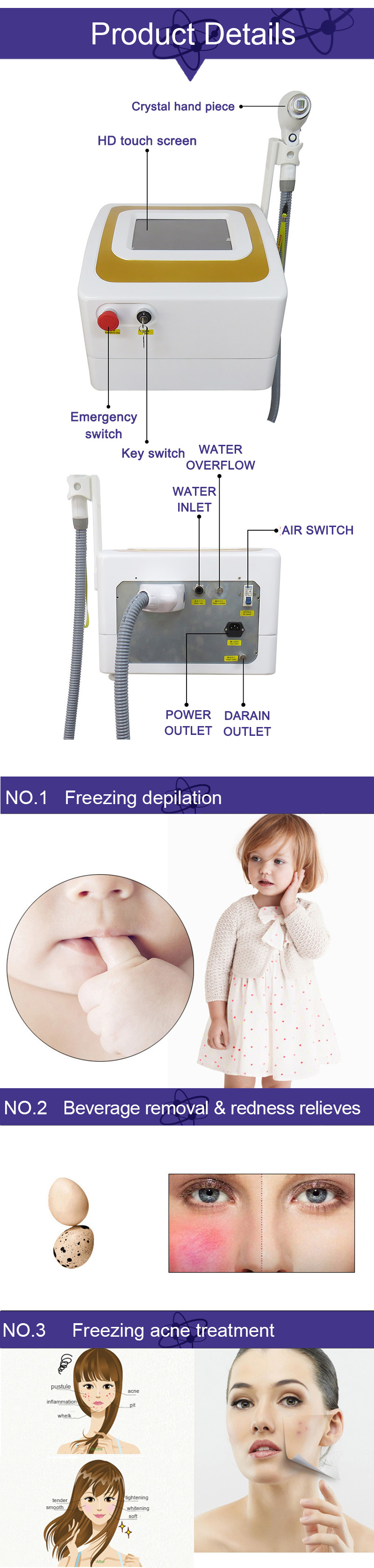 Low Price Painless Treatment Freezing Point Permanent Hair Removal