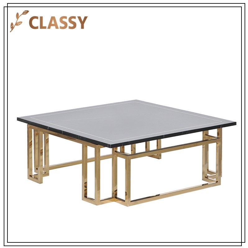 Tempering Glass Top Stainless Steel Frame Dining Table