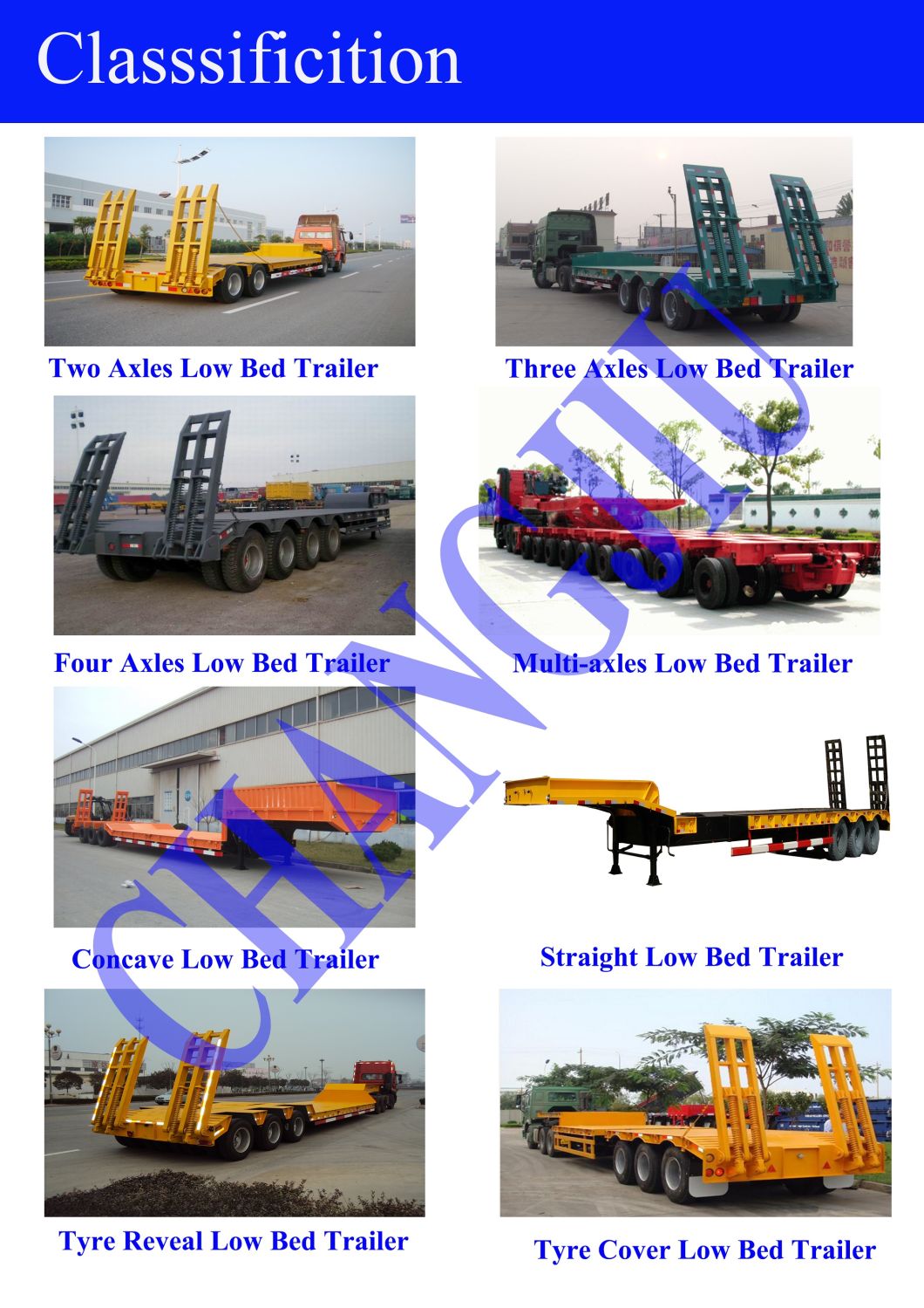 Excavator Transportation Gooseneck Low Bed Semi Trailer 3 Axles