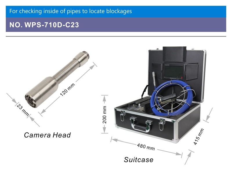 Pipe CCTV Video Camera for Pipe&Well Inspection with 512Hz Transmitter