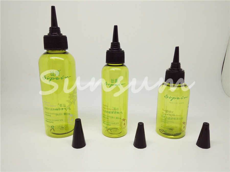 Custom-Made Printing Heat Protection Hair Serum Triangle Dropper Cap Cosmetic Pet Bottles
