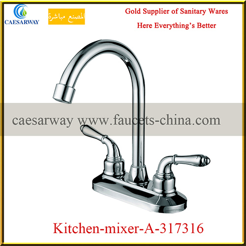 Double Cross Handle Kitchen Sink Faucet