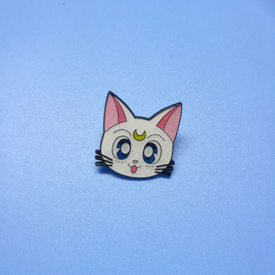 Customized Glitter Holiday Metal Cat Lapel Pin Badge Promotion Gift