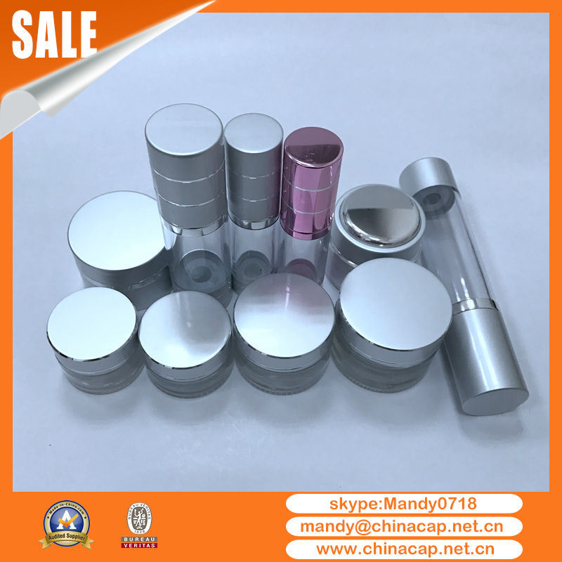 Skin Care Cream Clear Glass Jars with Silver Aluminum Cap