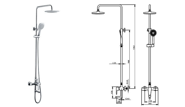Three Function Bathroom Rain Shower Set M502067