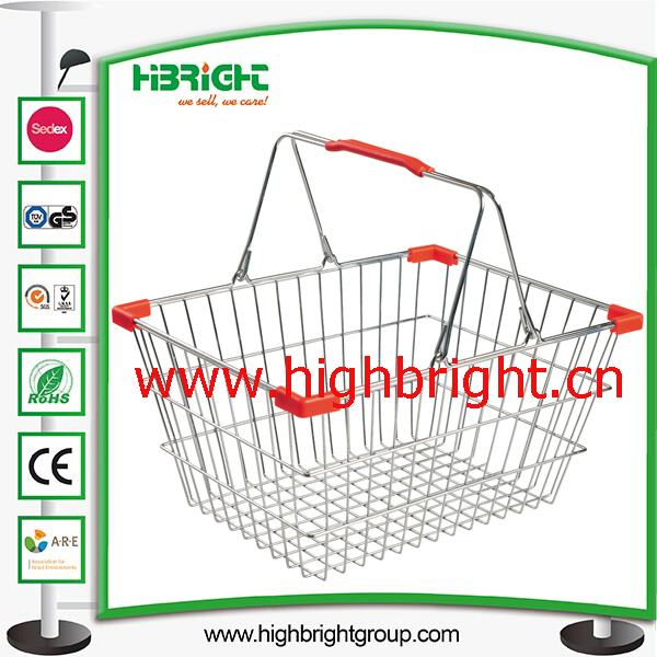 Golden Steel Wire Shopping Basket for Hypermarket