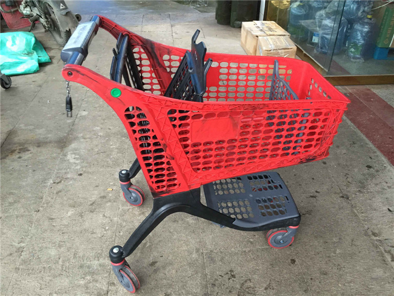 Red Plastic Shopping Cart with Coin Lock (JT-EP04)