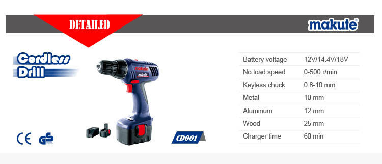 12/14.4/18V 10mm Hand Cordless Electric Drill (CD001)