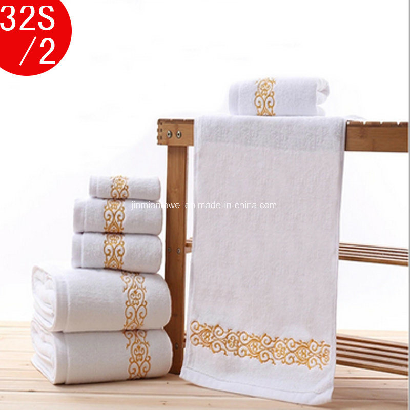 Wholesale Dobby Luxury 5 Star White Terry 100% Cotton Hotel Bath Towels