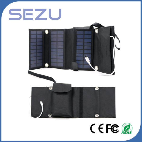 High Quality Long Working Time 5W Outdoor Portable Solar Energy Charger Folding Bag (Black)