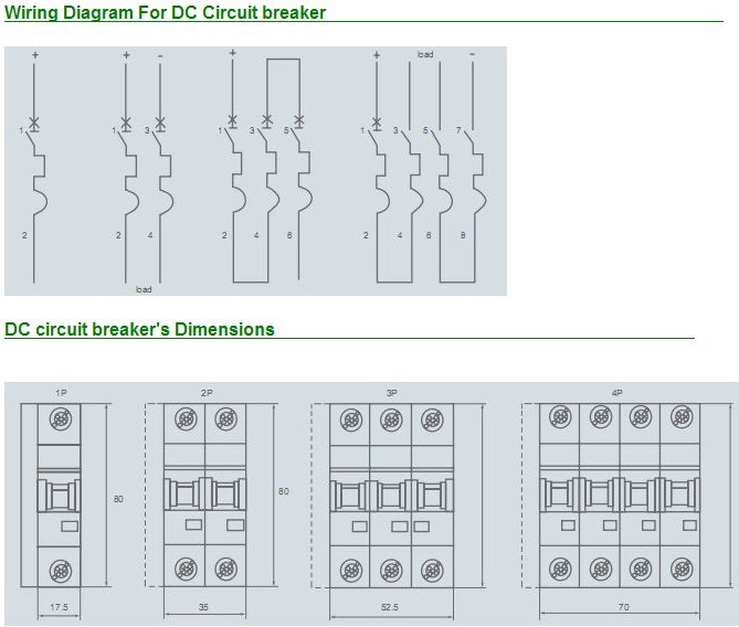 Solar DC Circuit Breaker DC1000V 4 Pole 6A-63A DC MCB