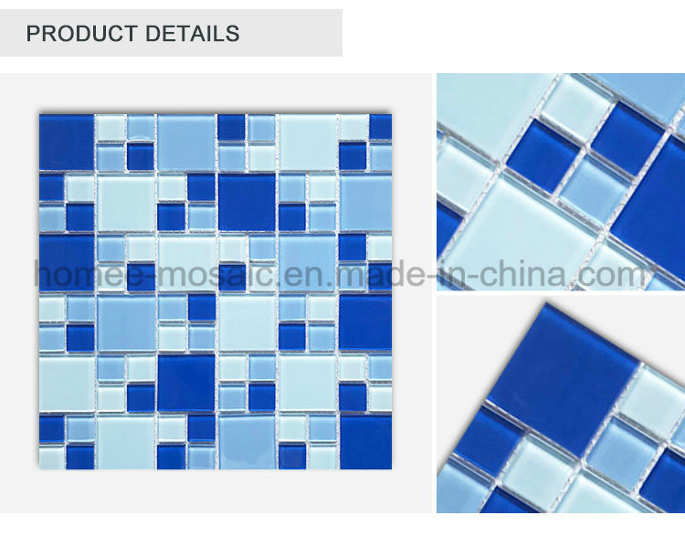 Glossy Deep Blue Square Material Glass Mosaic Swimming Pool Tile