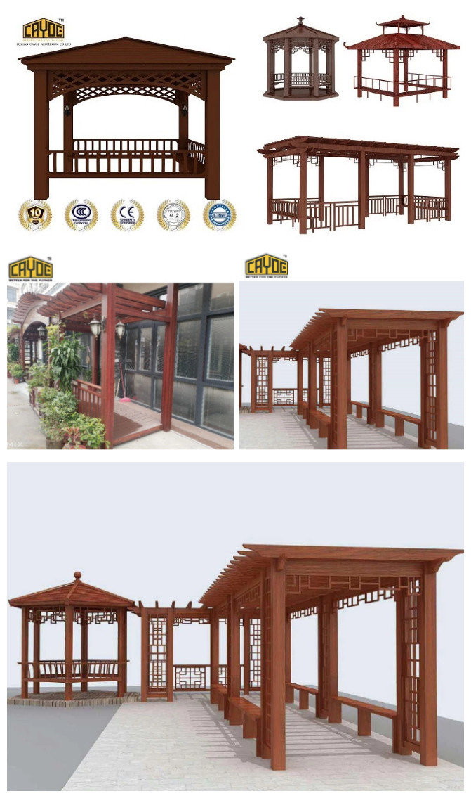 New Pavilion Design Shade Outdoor Wood Plastic Composite Gazebo