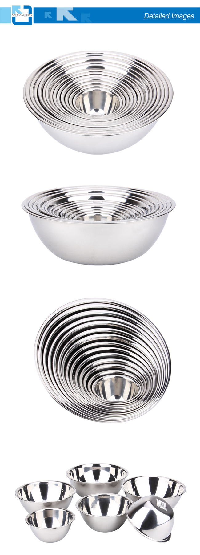 High Quality Multi-Size SGS Stainless Steel Deep Mixing Bowl Set