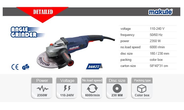 2600W 230mm Electric Cutting and Milling Machine Angle Grinder (AG027)