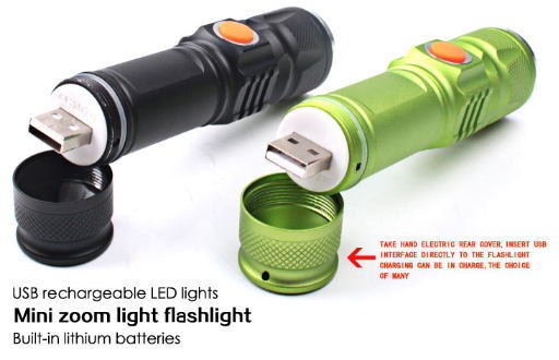 LED Mini USB Rechargeable Focus Glare Outdoor Portable Flashlight Riding Torch